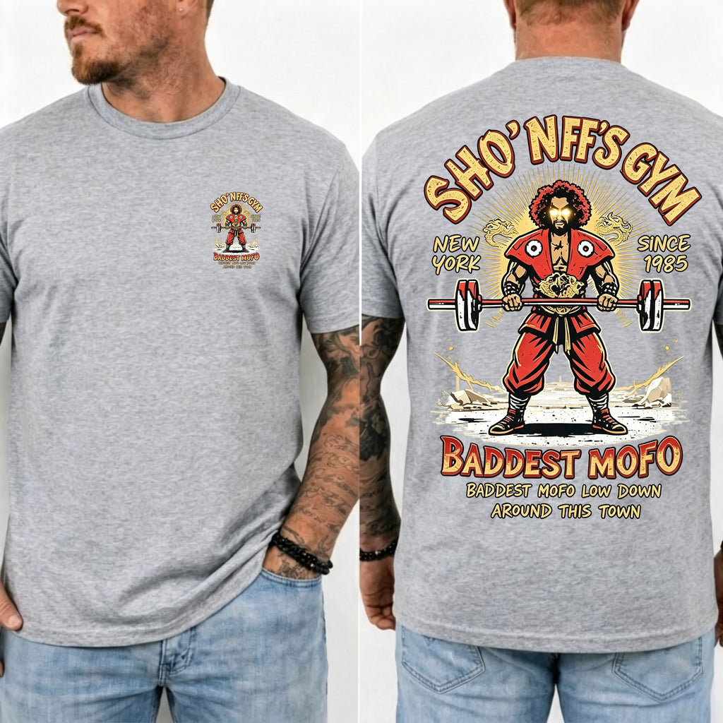 Sho' Nuff's Gym Double‑Sided Print T‑Shirt Retro Movie Graphic Tee