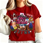 "She's From Texas I Can Tell" Unisex Cuffed-sleeve Texas Residents T-shirt