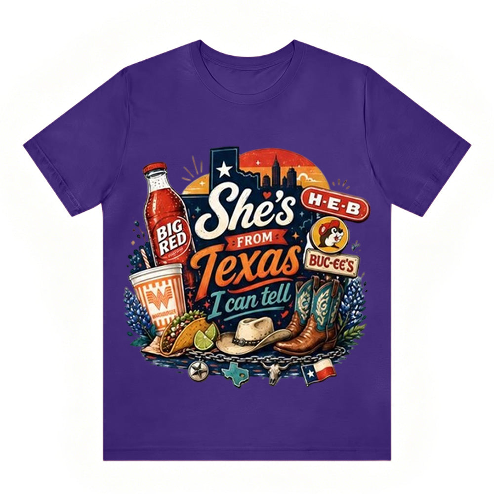 "She's From Texas I Can Tell" Unisex Texas Residents T-shirt