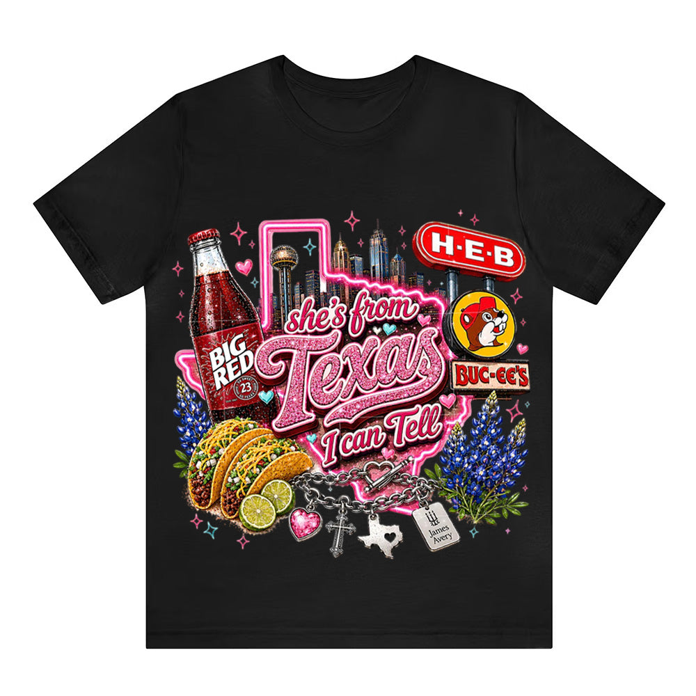 She's From Texas I Can Tell Unisex Travel T-shirt