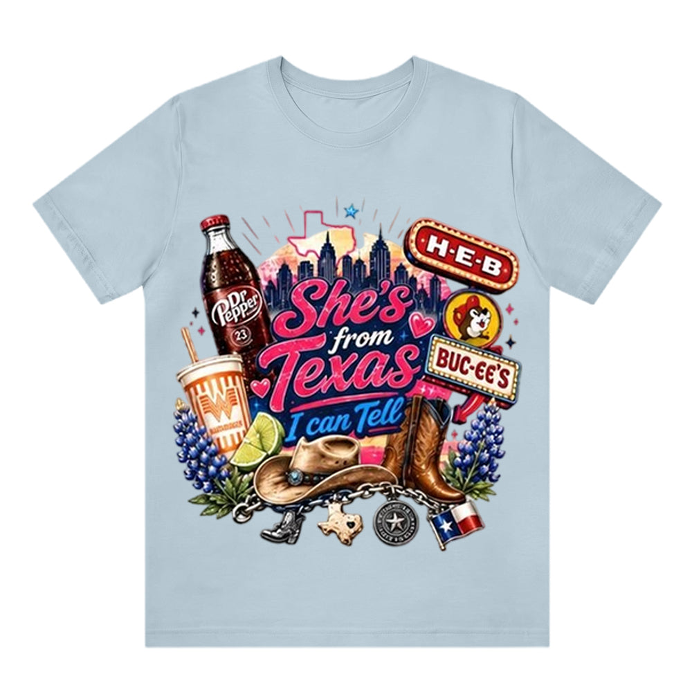 She's From Texas Tour Cowgirl And Soda Unisex Travel T-shirt