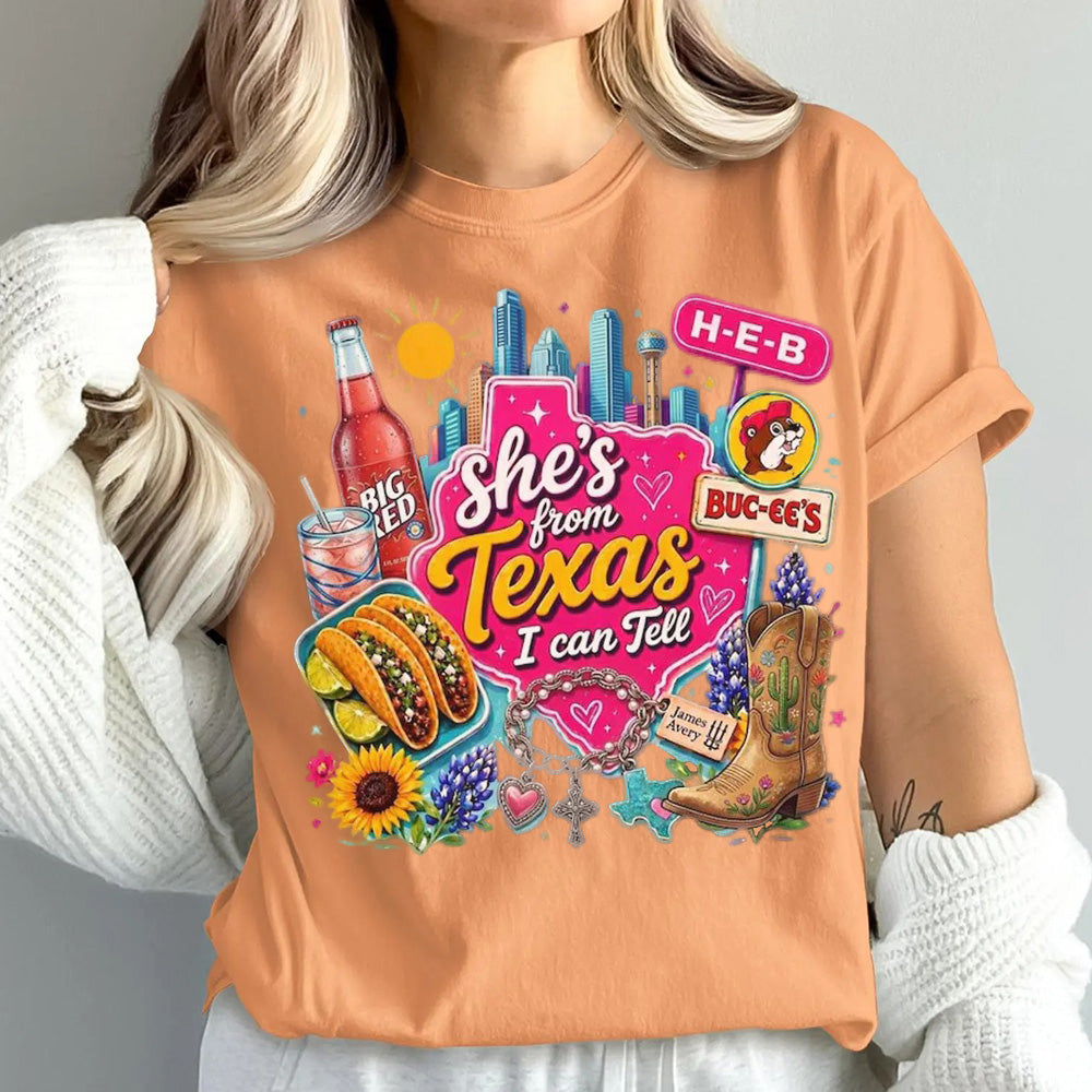 She's From Texas I Can Tell Unisex Cuffed-sleeve T-shirt