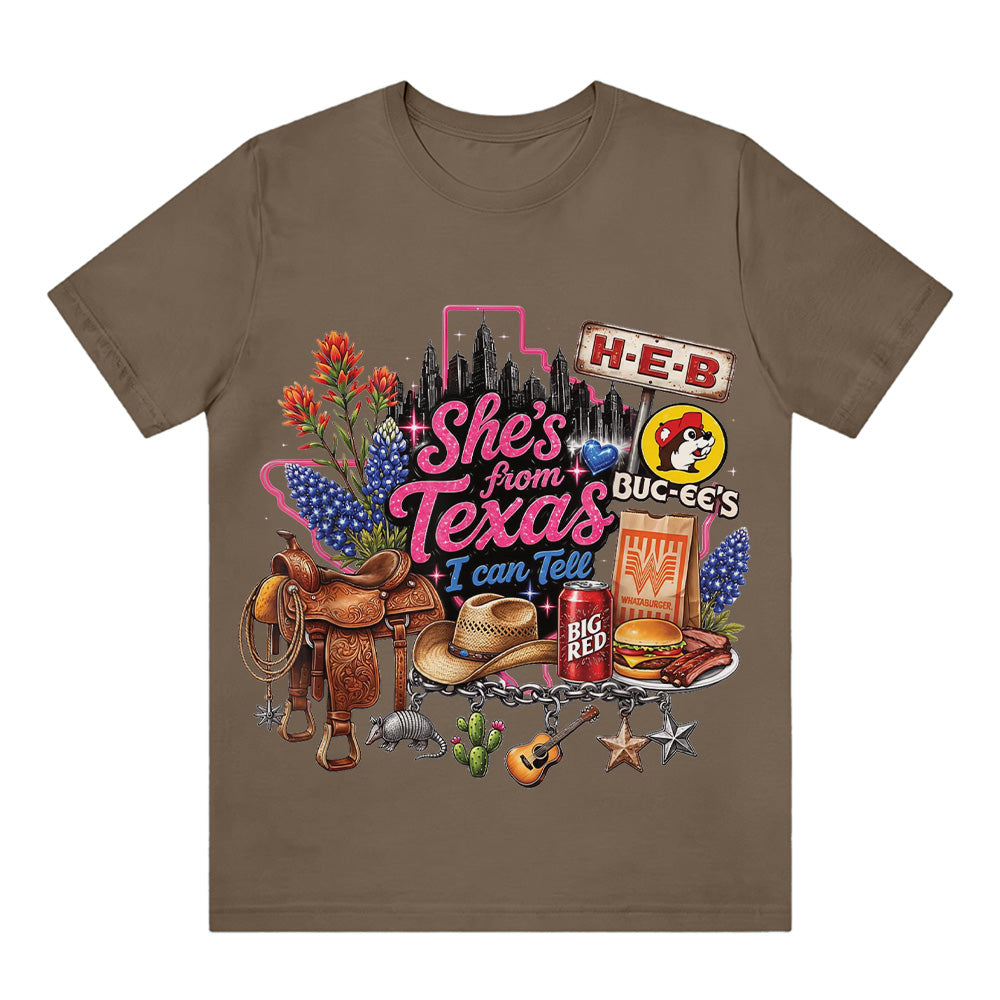 She's From Texas I Can Tell  Western Cowgirl T-shirt Texas Lover Gift