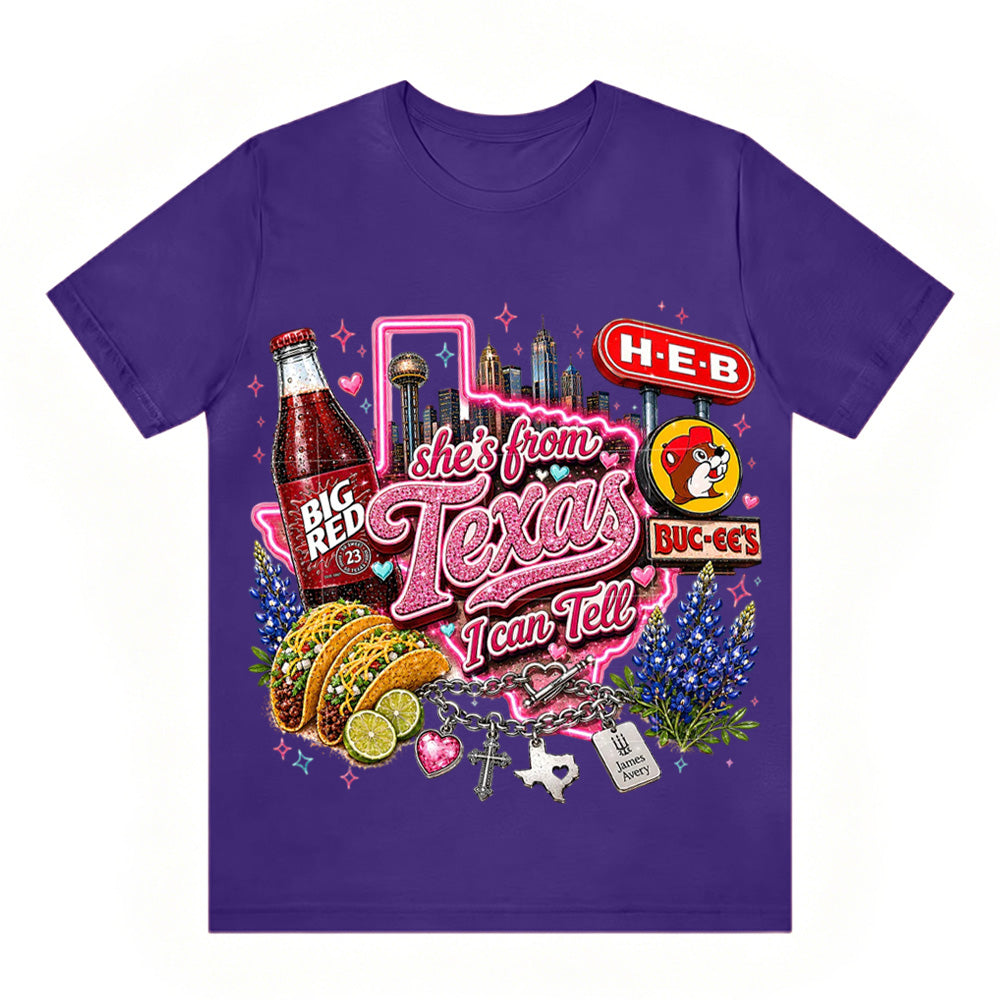 She's From Texas I Can Tell Unisex Travel T-shirt