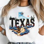 Texas Map State Wild West Cowboy Boots, Star Flag T-shirt