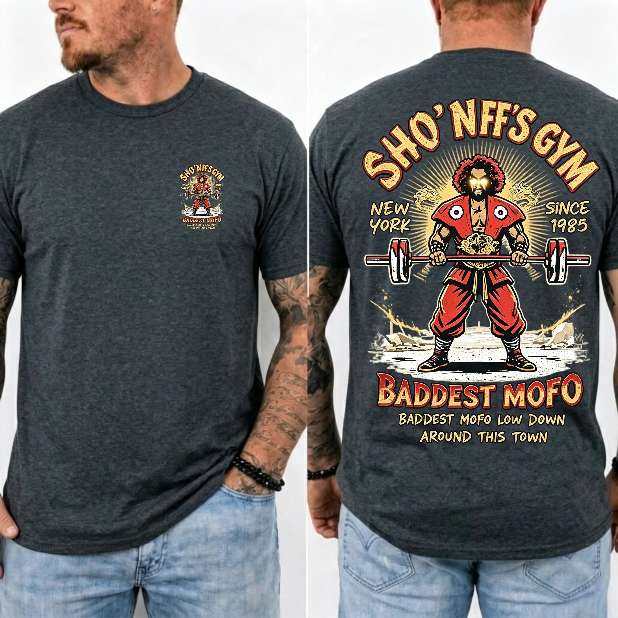 Sho' Nuff's Gym Double‑Sided Print T‑Shirt Retro Movie Graphic Tee