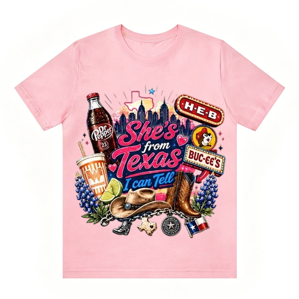 She's From Texas Tour Cowgirl And Soda Unisex Travel T-shirt
