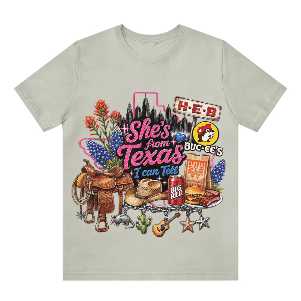 She's From Texas I Can Tell  Western Cowgirl T-shirt Texas Lover Gift