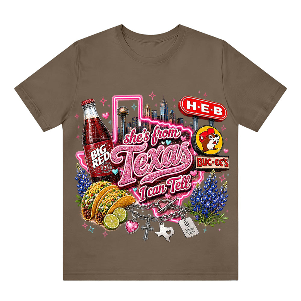 She's From Texas I Can Tell Unisex Travel T-shirt