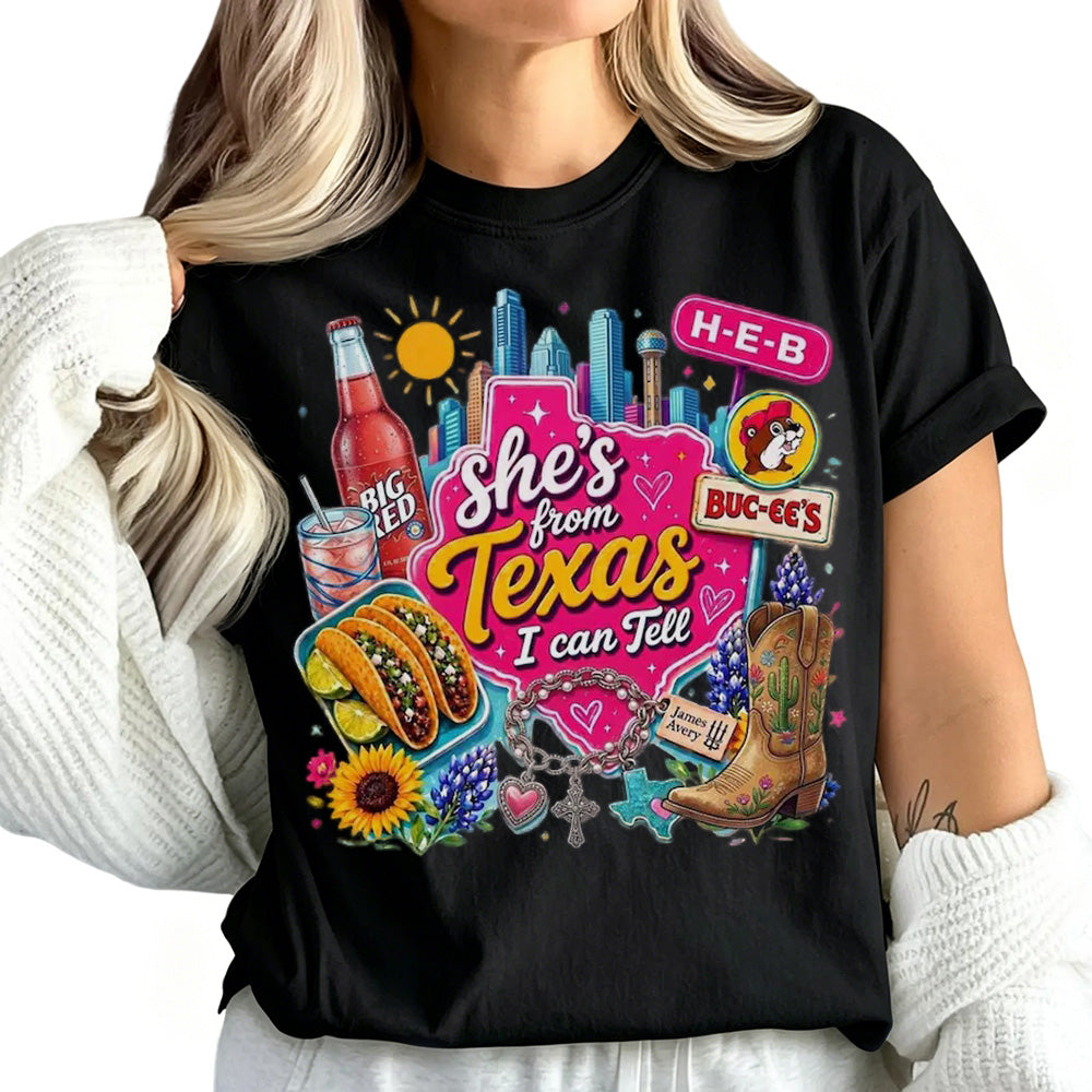 She's From Texas I Can Tell Unisex Cuffed-sleeve T-shirt