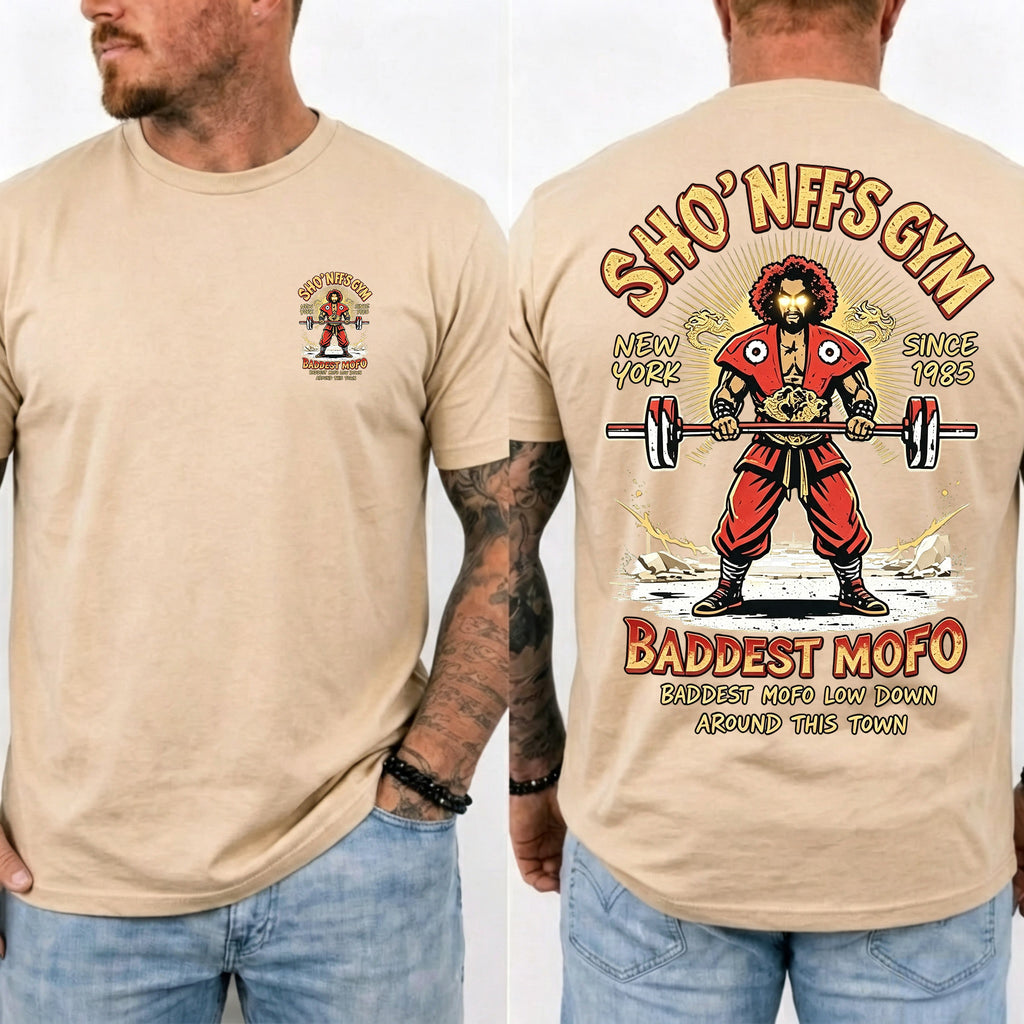 Sho' Nuff's Gym Double‑Sided Print T‑Shirt Retro Movie Graphic Tee