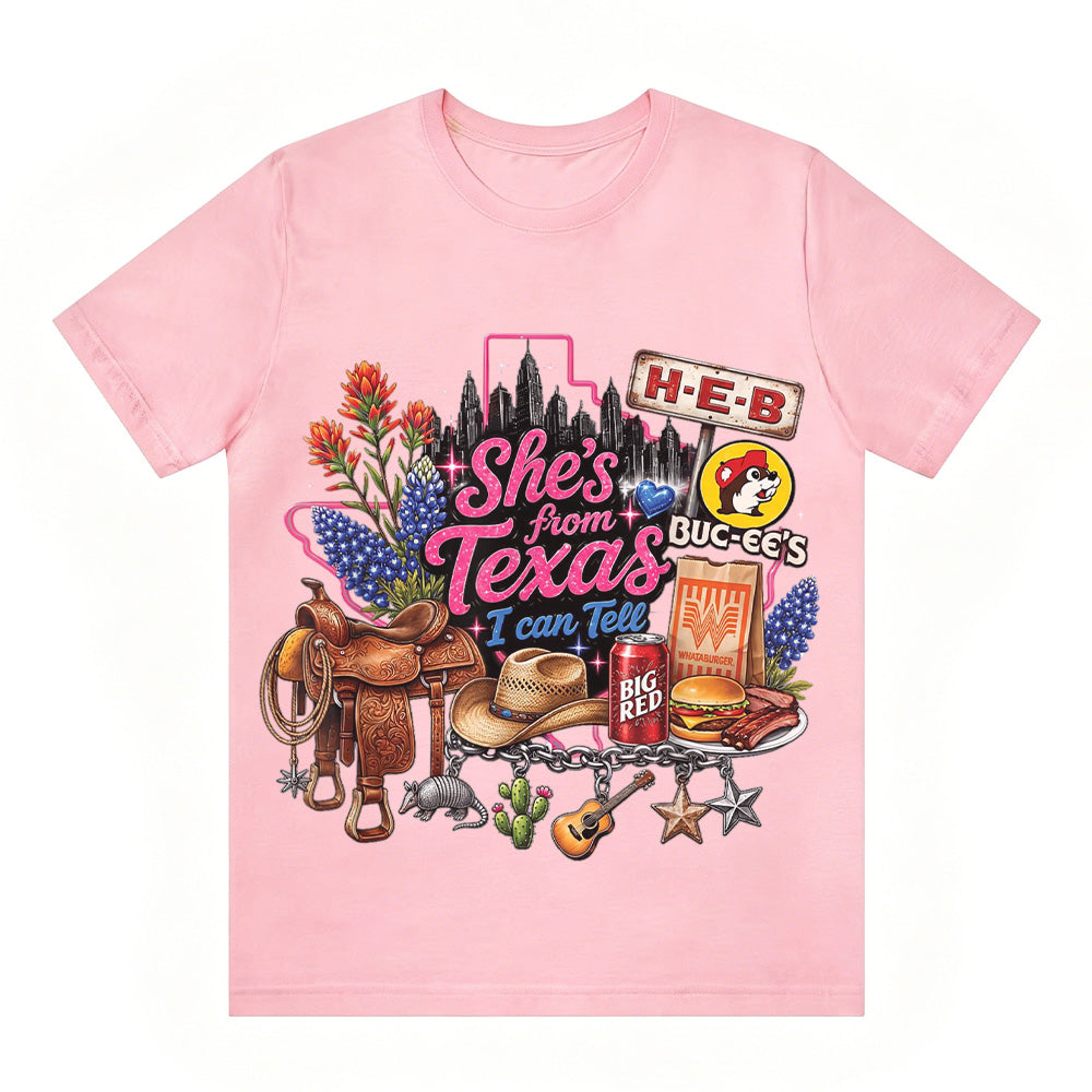 She's From Texas I Can Tell  Western Cowgirl T-shirt Texas Lover Gift
