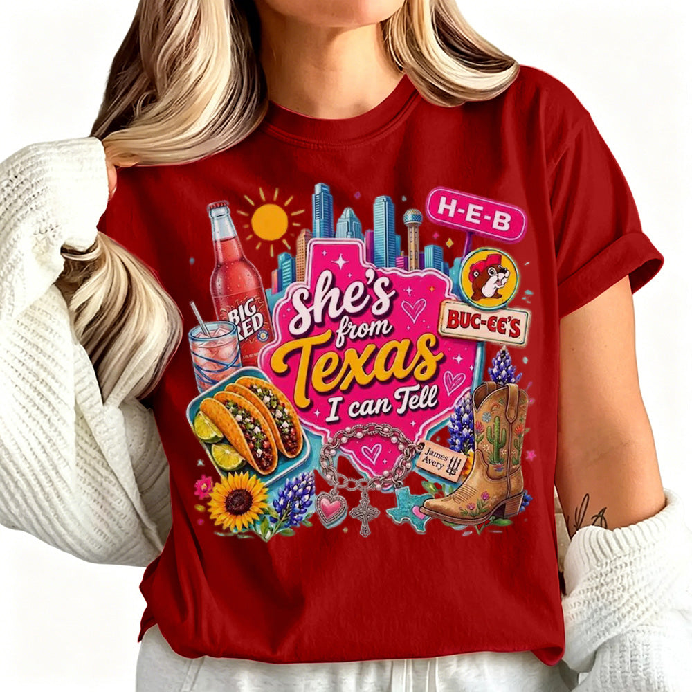 She's From Texas I Can Tell Unisex Cuffed-sleeve T-shirt