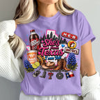 "She's From Texas I Can Tell" Unisex Cuffed-sleeve Texas Residents T-shirt