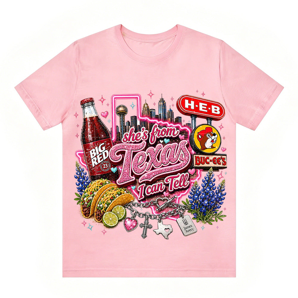 She's From Texas I Can Tell Unisex Travel T-shirt