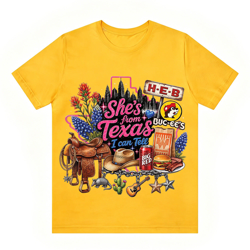 She's From Texas I Can Tell  Western Cowgirl T-shirt Texas Lover Gift