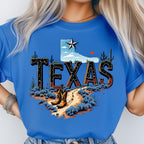 Texas Map State Wild West Cowboy Boots, Star Flag T-shirt