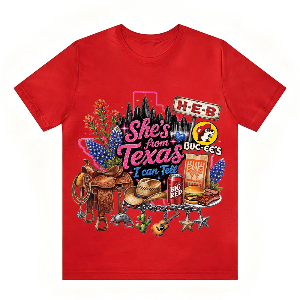 She's From Texas I Can Tell  Western Cowgirl T-shirt Texas Lover Gift