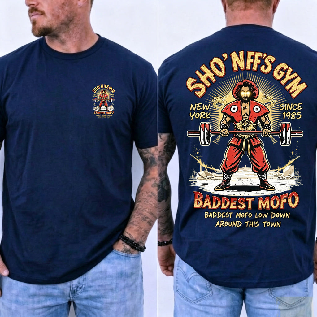 Sho' Nuff's Gym Double‑Sided Print T‑Shirt Retro Movie Graphic Tee