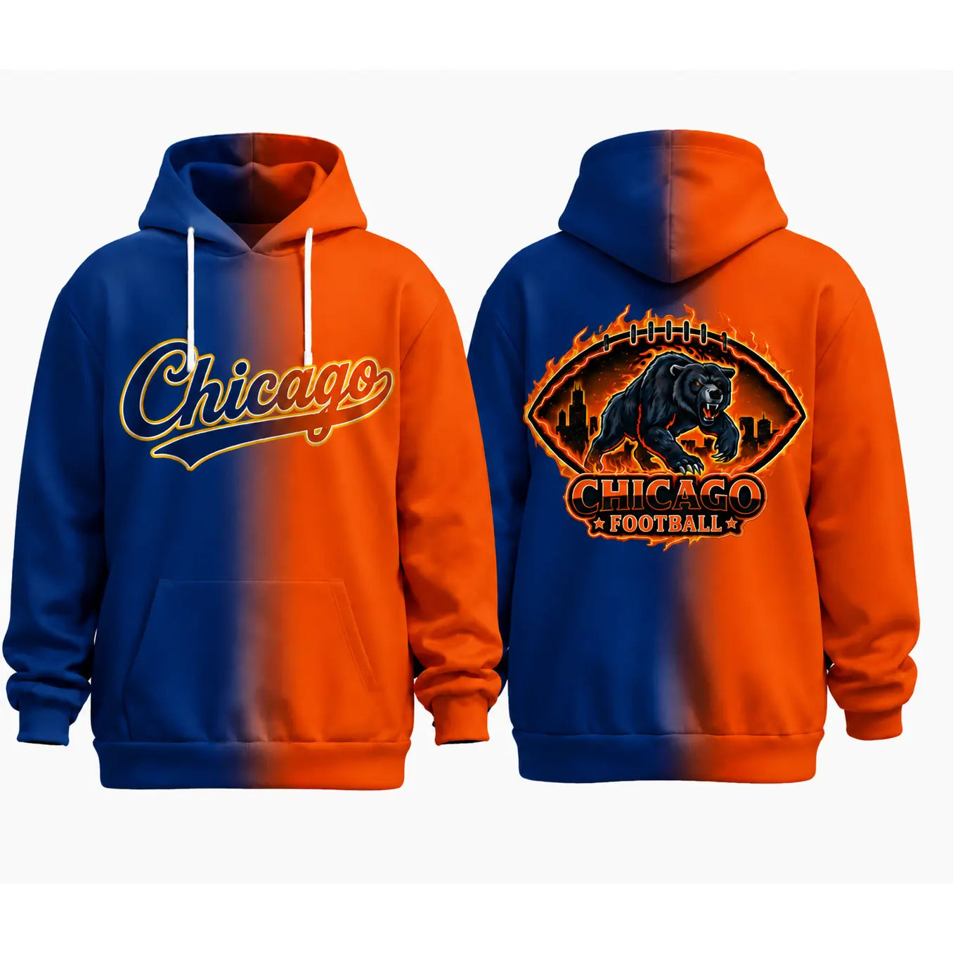 Sporty City Football Graphic Gradient Hoodie
