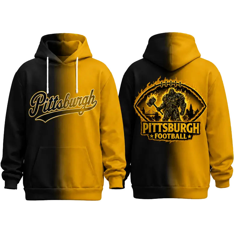 Sporty City Football Graphic Gradient Hoodie