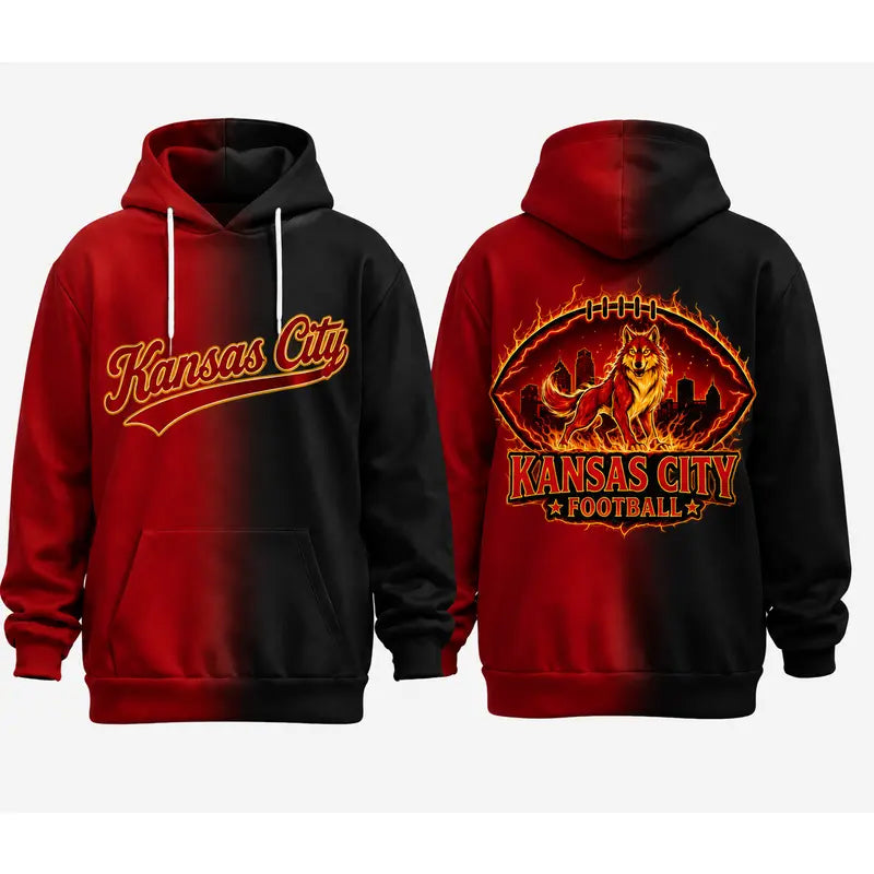 Sporty City Football Graphic Gradient Hoodie