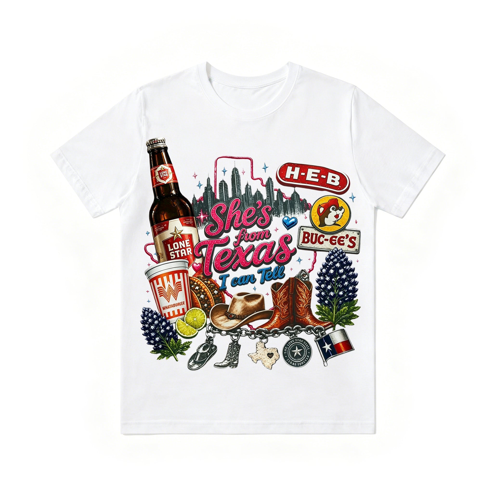 "She's From Texas I Can Tell" Cuffed-sleeve Texas Residents T-shirt