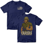 USMC Crayon Eater T-Shirt – I Love The Smell of Crayons in the Morning Funny Marine Corps Tee