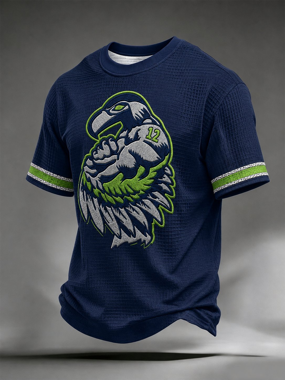 Men's Seattle Football Printed Vintage Fashion Loose Short Sleeve T-Shirt