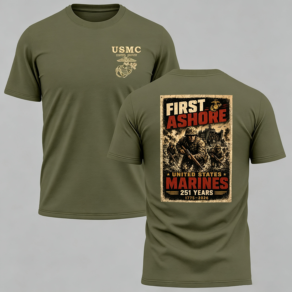 Men's USMC First Ashore 251 Years Anniversary T‑Shirt