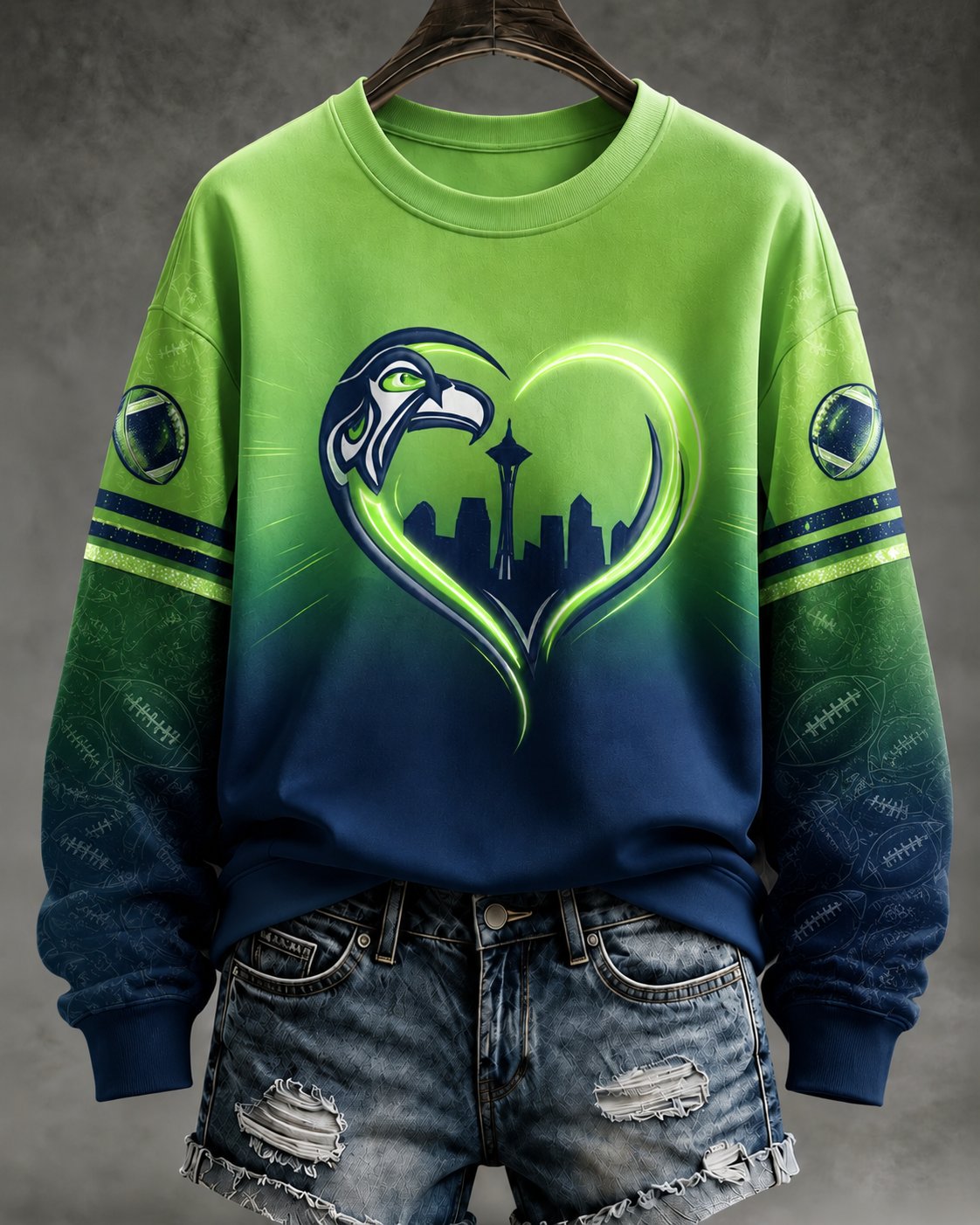 Women's Football Fan Memorial Print Sweatshirt