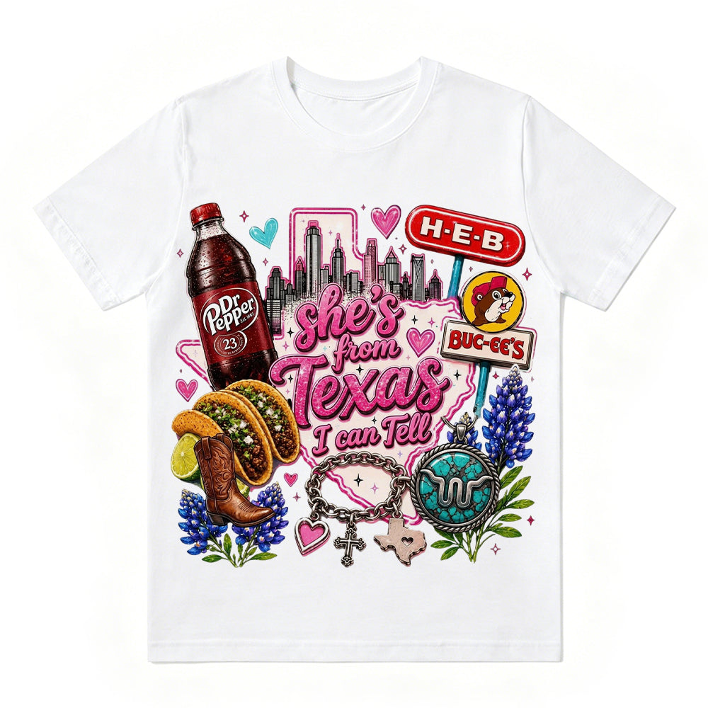 She's From Texas I Can Tell Unisex Travel T-shirt