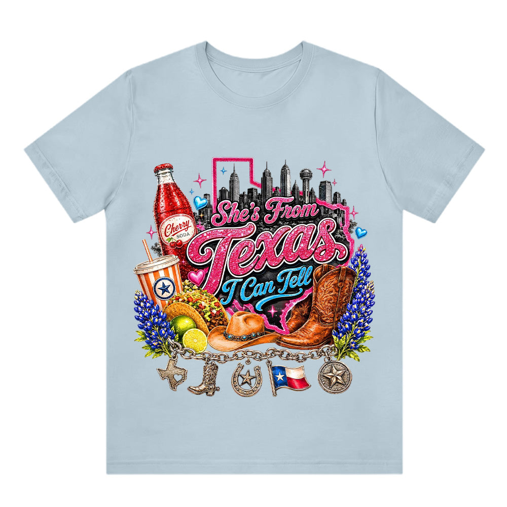 She's From Texas I Can Tell  Western Cowgirl T-shirt Texas Lover Gift