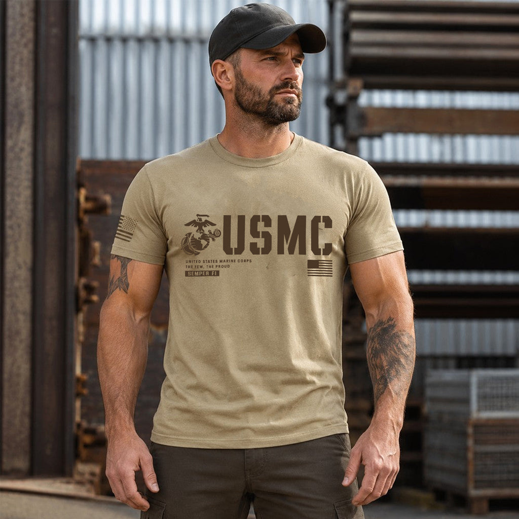 USMC Split Flag Coyote Brown Shirt