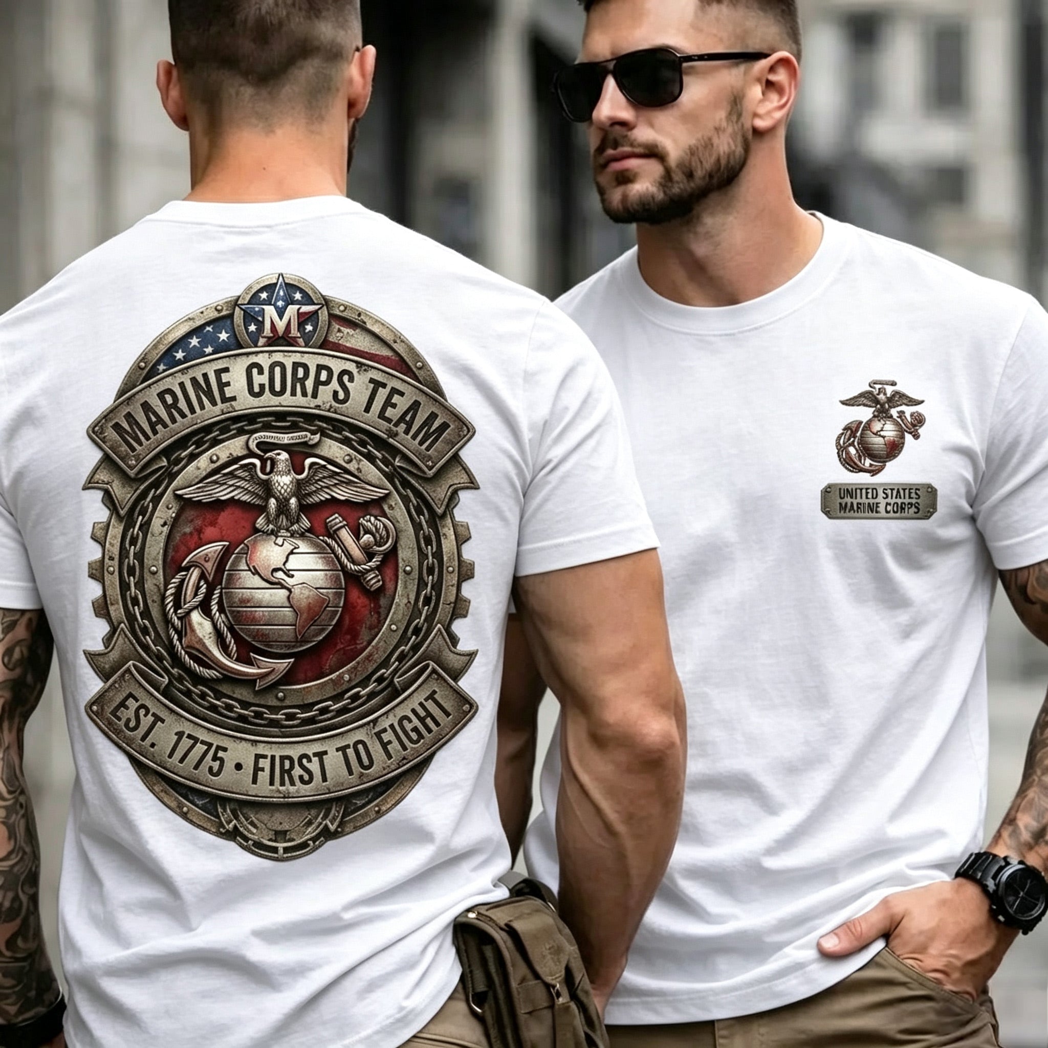 Retro Metal‑Style Emblem Men T‑Shirt