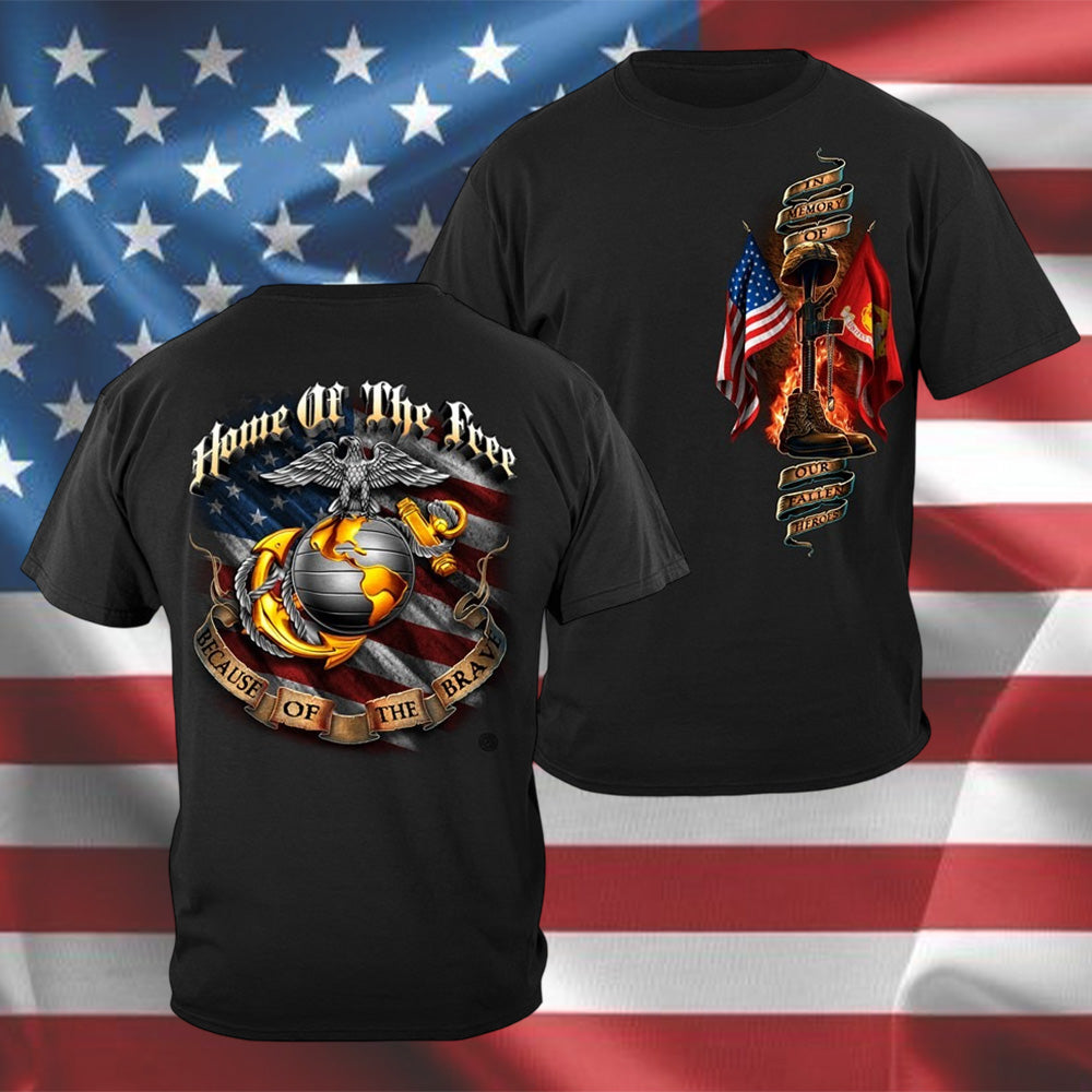 USMC Home Of The Free Because Of The Brave Usmc - T-shirt