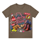 "She's From Texas I Can Tell" Cuffed-sleeve Texas Residents T-shirt