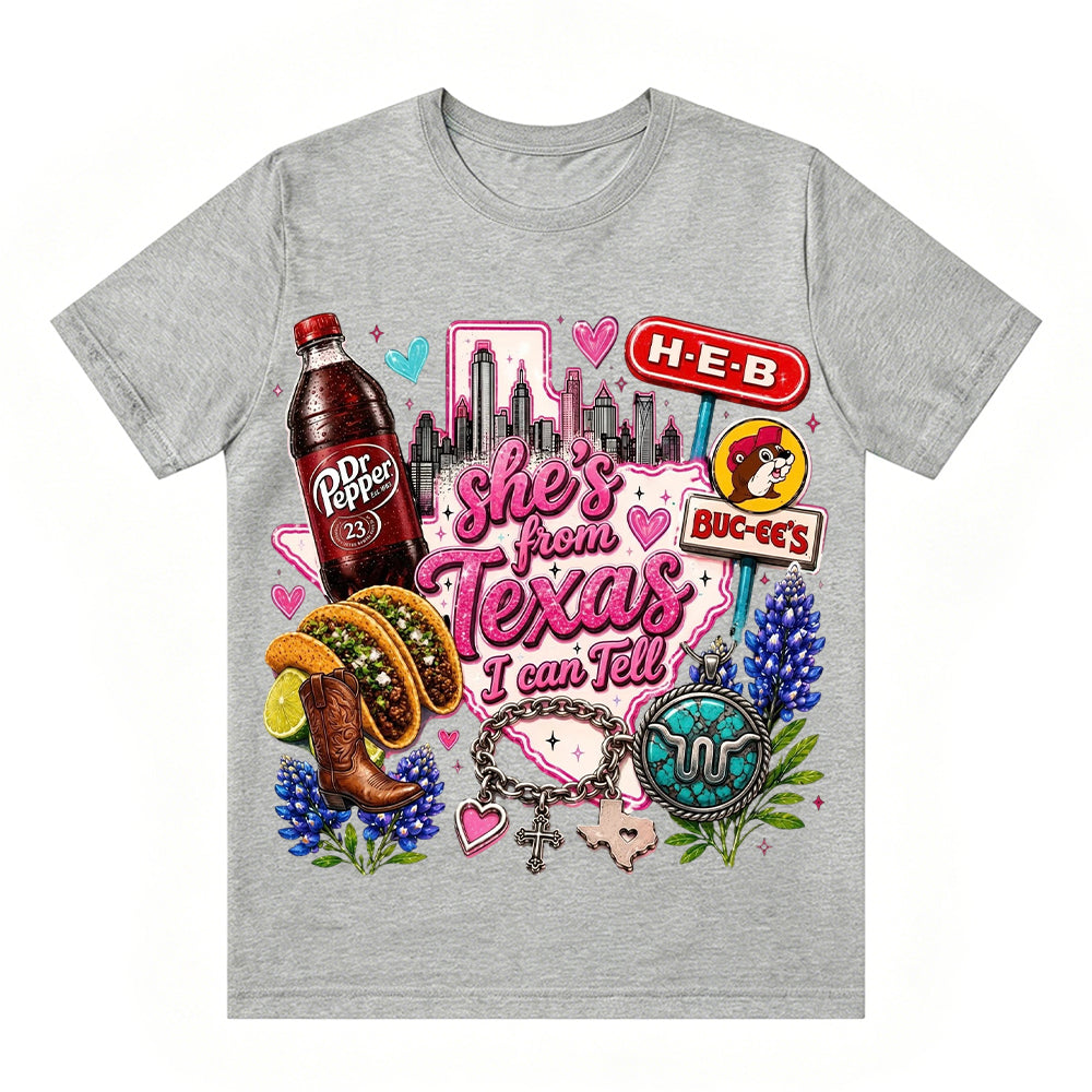 She's From Texas I Can Tell Unisex Travel T-shirt