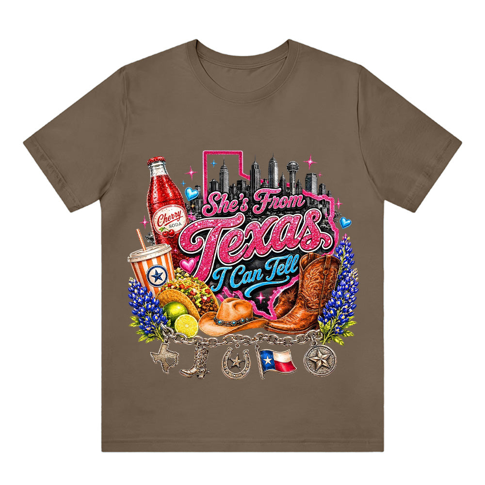 She's From Texas I Can Tell  Western Cowgirl T-shirt Texas Lover Gift