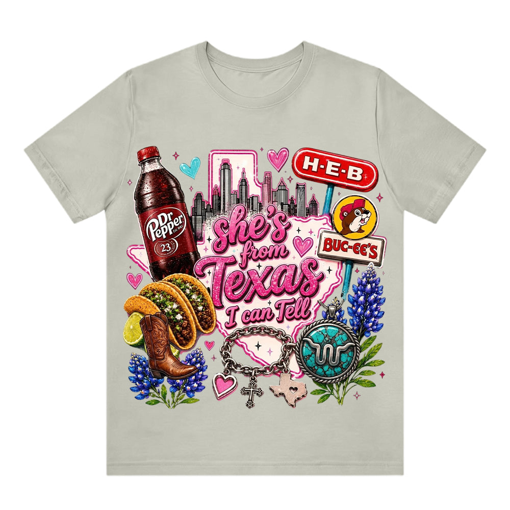 She's From Texas I Can Tell Unisex Travel T-shirt