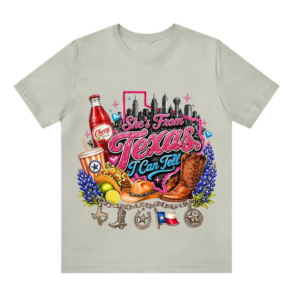 She's From Texas I Can Tell  Western Cowgirl T-shirt Texas Lover Gift