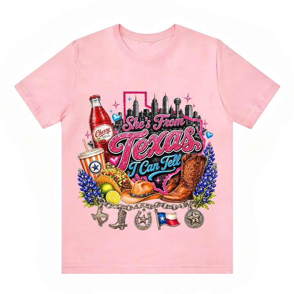 She's From Texas I Can Tell  Western Cowgirl T-shirt Texas Lover Gift