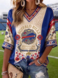 Women's Football V-Neck Sports Jersey Top