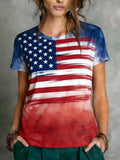 Women's Tie Dye American Flag Patriotic Gradient T-Shirt