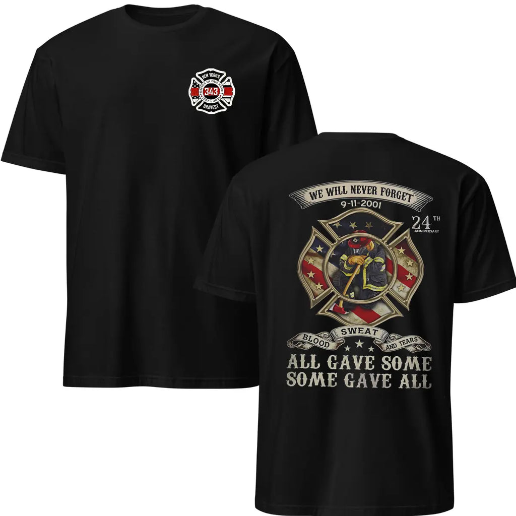 343 Firefighter Memorial T-Shirt, 9/11 Tribute Graphic Tee