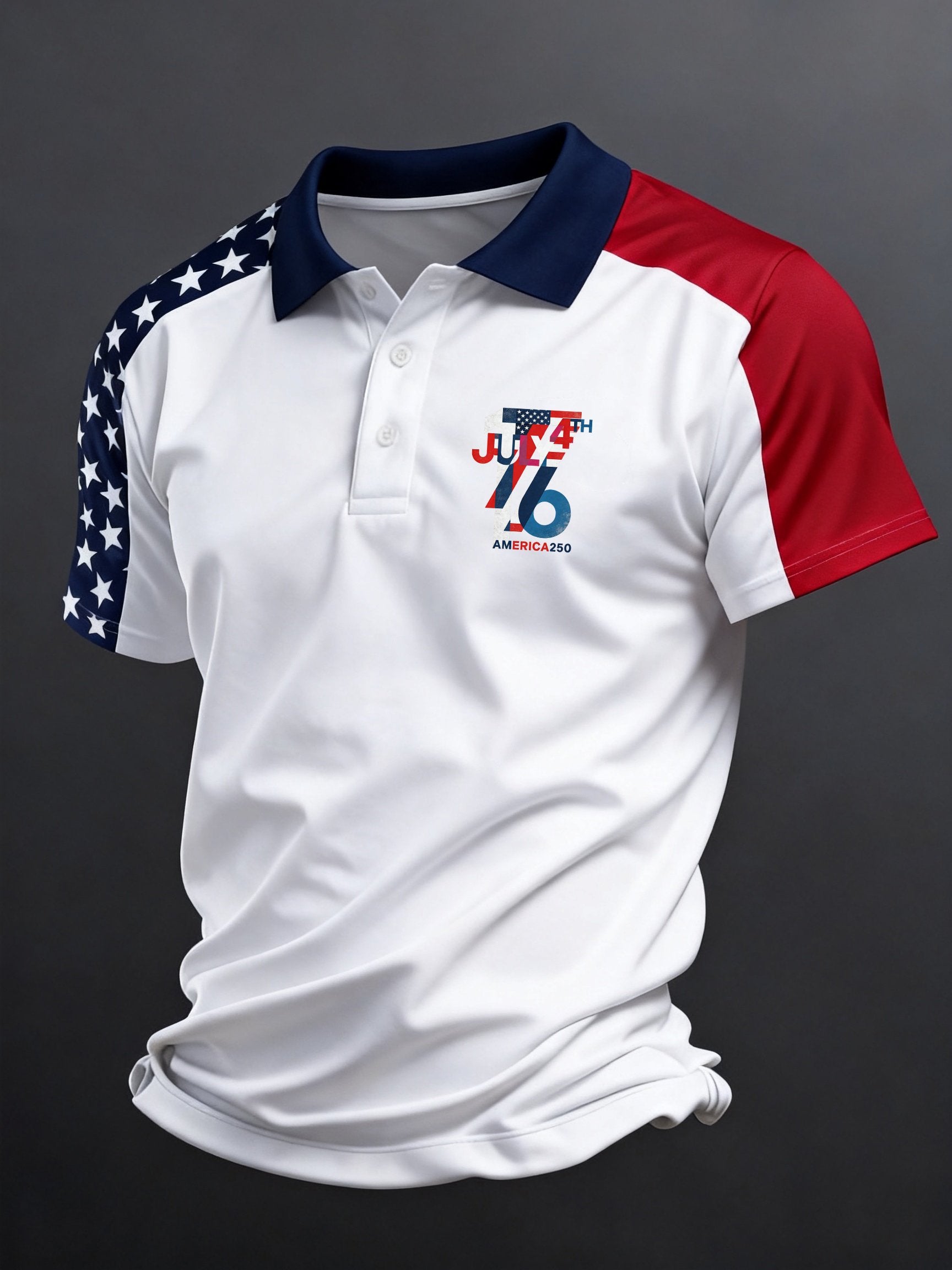 Men's 250th U.S. Independence Day Print Casual Short-Sleeve Polo Shirt