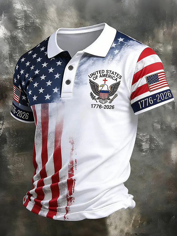 Men's United States Of America1776-2026 Print Polo Shirt