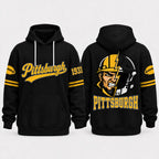 Retro City Football Mascot Graphic Hoodie With Front Pocket