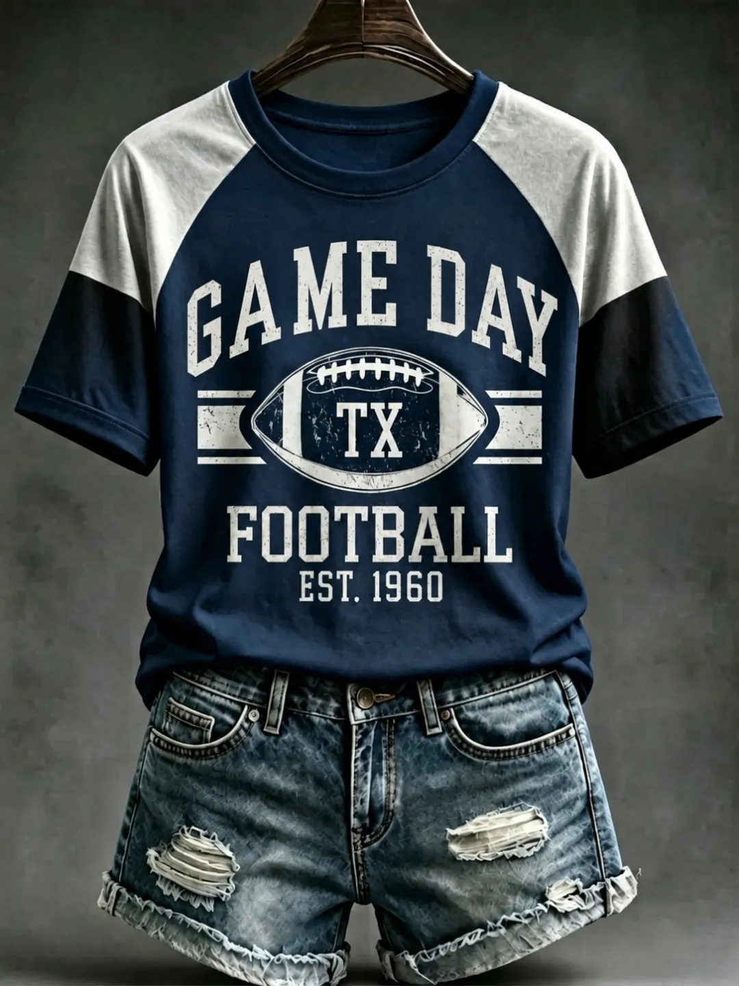 Women's Casual Football Print T-Shirt