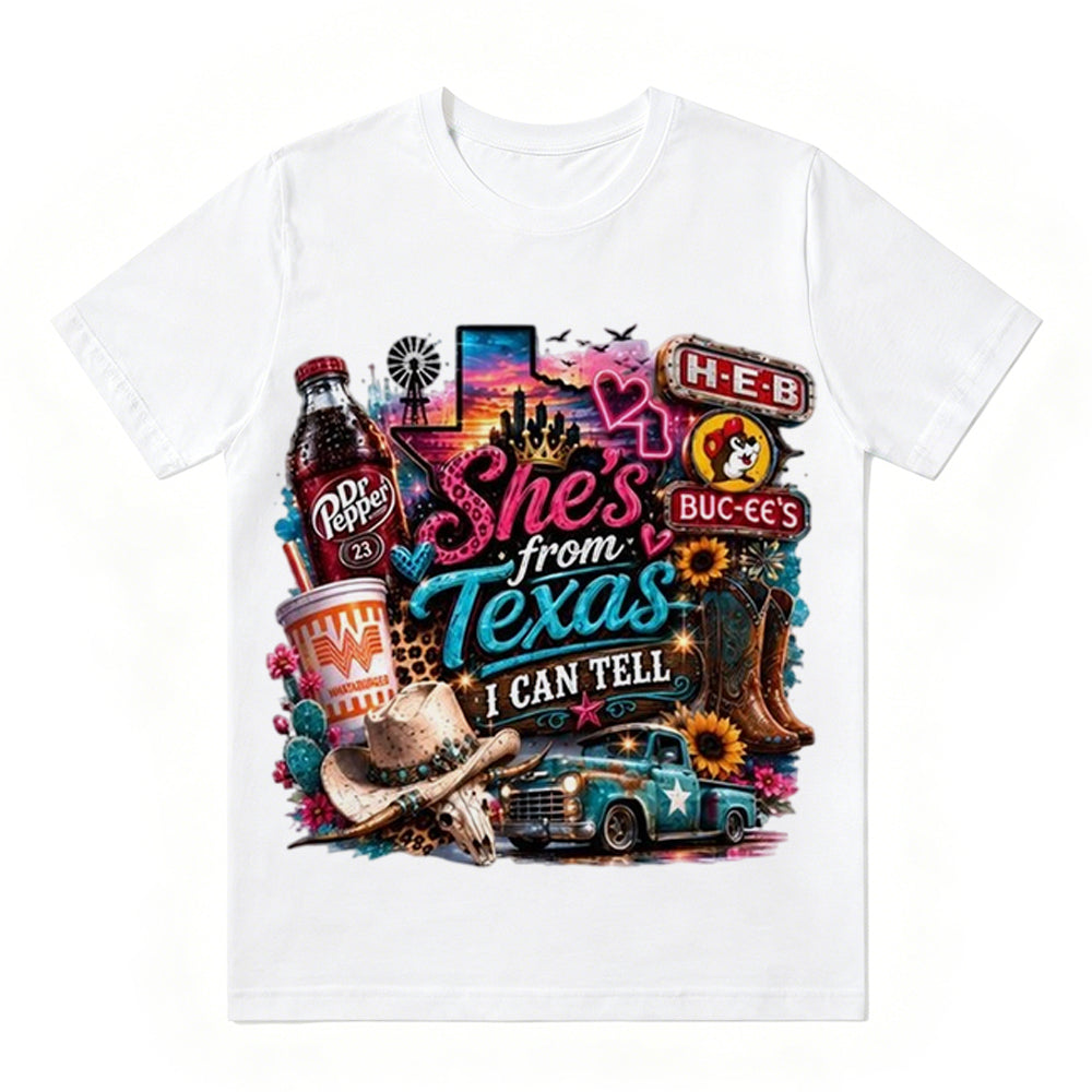 She's From Texas I Can Tell Unisex Travel T-shirt